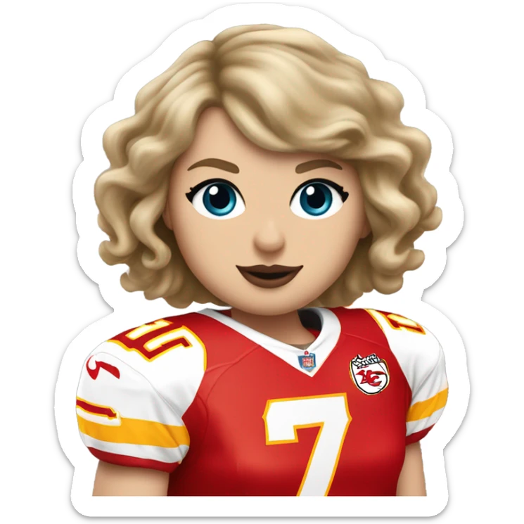 Taylor swift wearing a Kansas City chiefs jersey, in the number 87 sticker