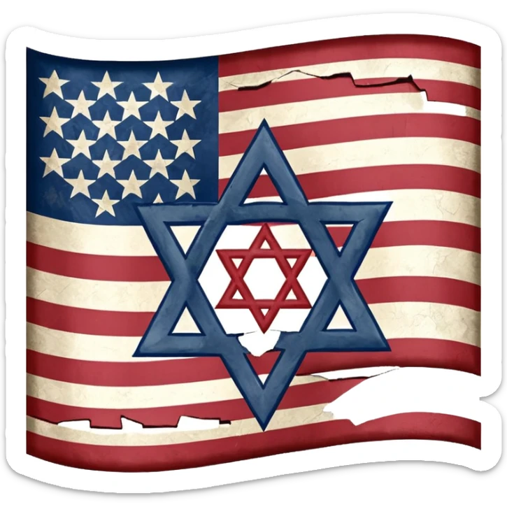 United States flag with a swastika symbol and star of david symbol on the flag sticker