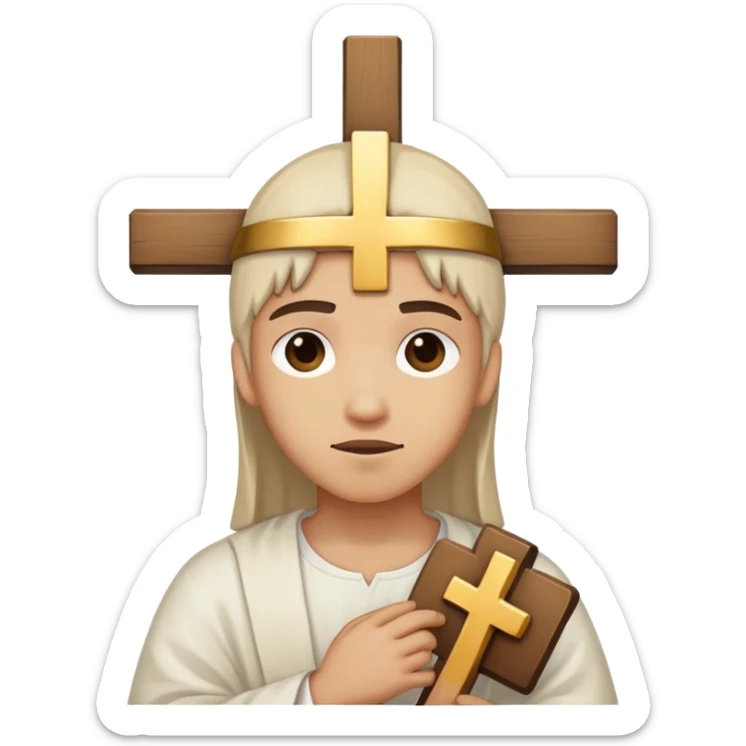 person with cross sticker
