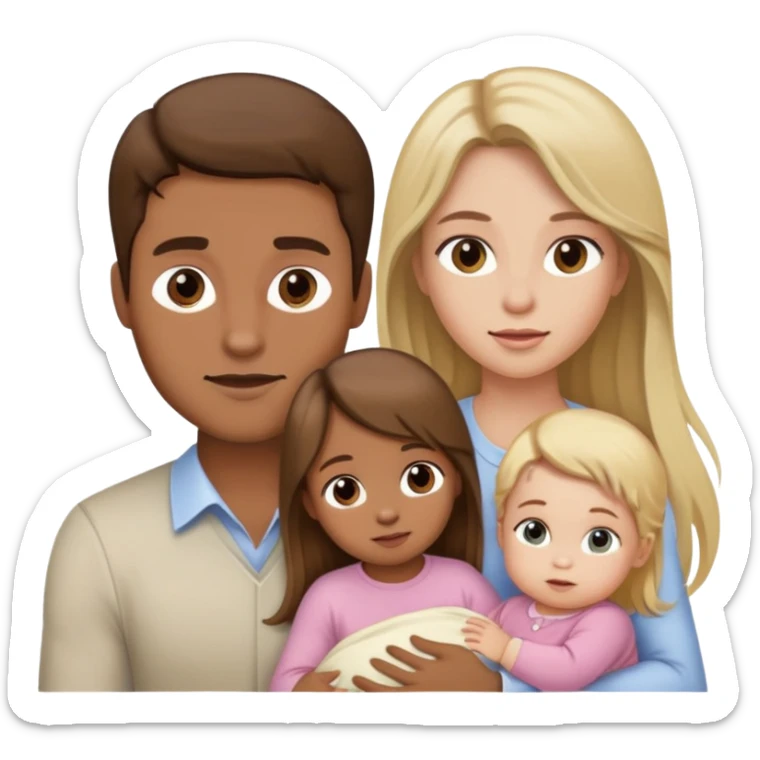 Brown hair man, long Brown hair woman, blonde baby girl  sticker