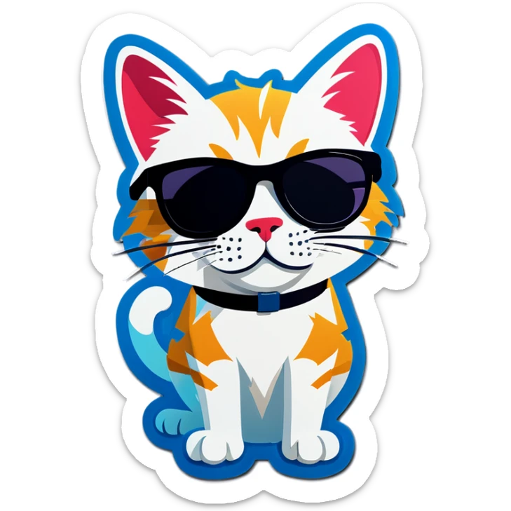 Cat with sunglasses sticker
