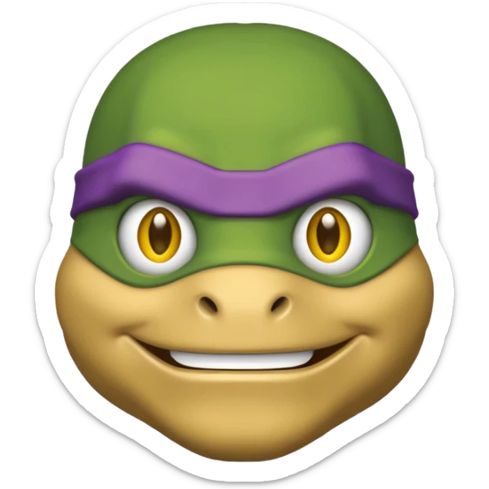 Donatello from Teenage Mutant Ninja Turtles, emoji style, head only, with a yellow hacking interface on the screen sticker