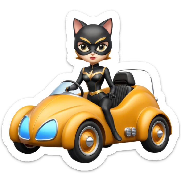 Hot rod Cat Woman’s retro futuristic Catmobile twin seat rc car  sticker