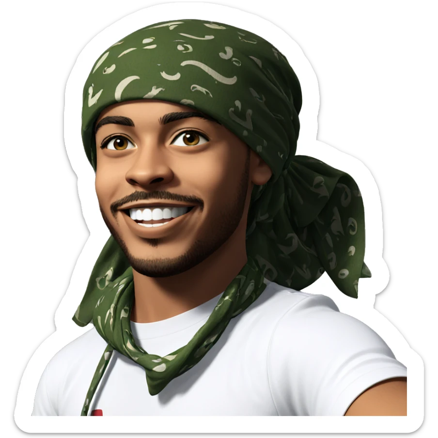 smiling boy with bandana sticker