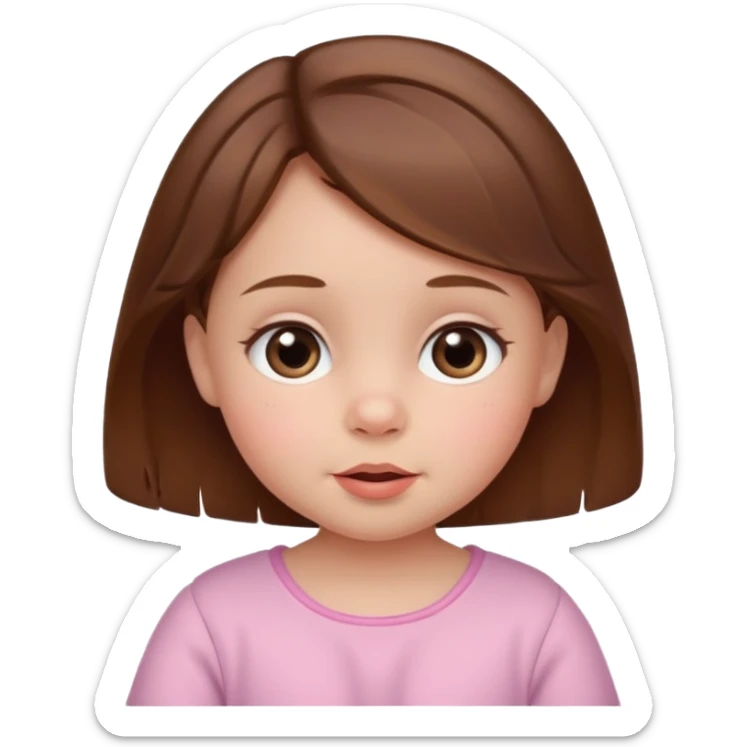 create a baby girl emoji from the 60. with brown hair sticker