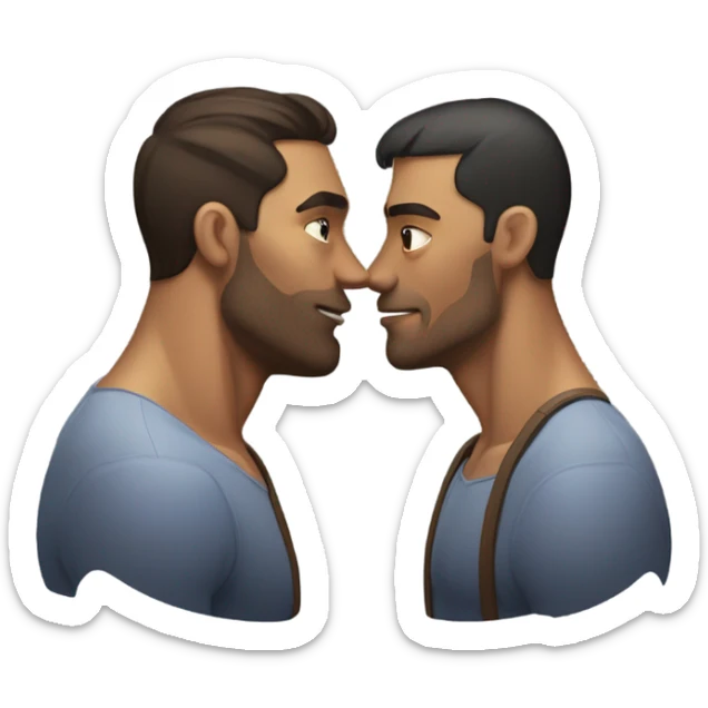 Gay couple kissing one small and skinny and the other massive and muscular sticker