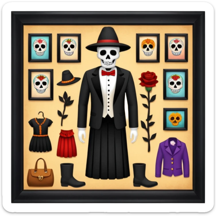 Day o the death, missing people(not found), movie, museum,,culture,museum in mexico, clothes o missing people,, witchcraft sticker