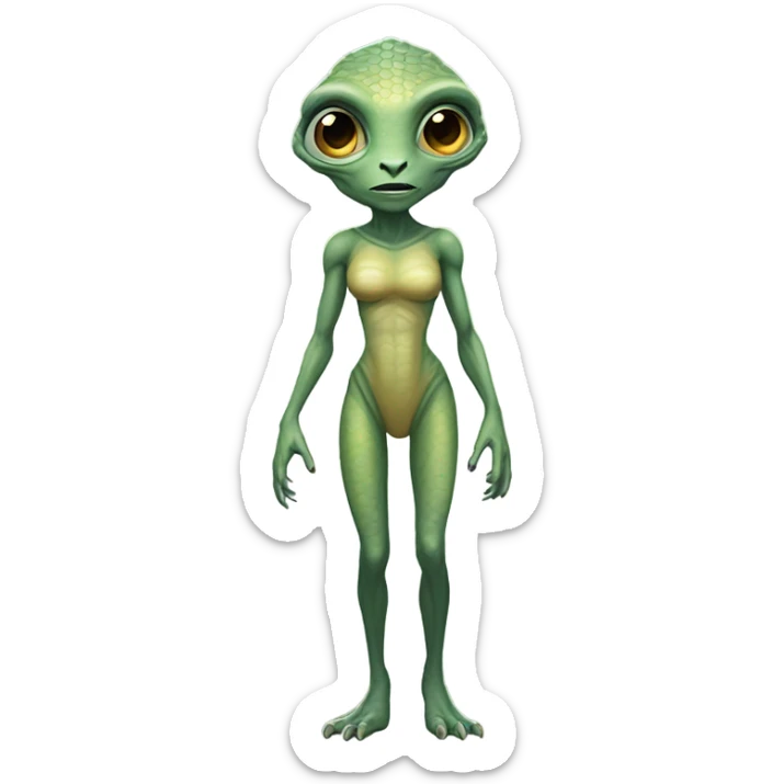 a reptilian alien woman full body sticker