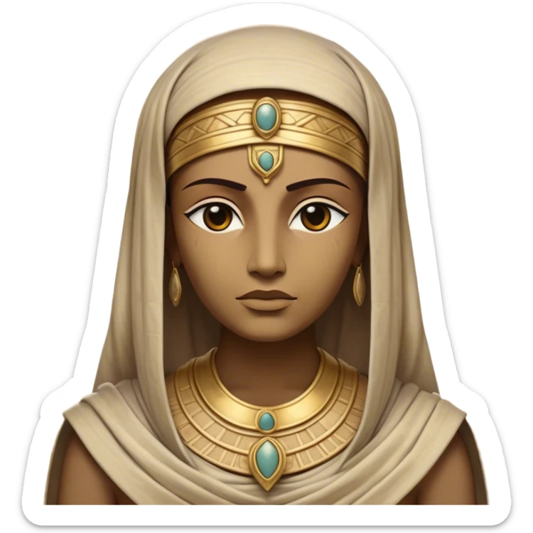 Cinematic Noble Mummy Portrait Emoji, Regal and timeless, with a meticulously wrapped, ancient form in muted earth tones accented by faded gold, exuding an air of forgotten majesty and solemn duty, simplified yet elegant with intricate bandage details, highly detailed and softly glowing, evoking the dignified mystery of an eternal sentinel guarding long-lost secrets! sticker