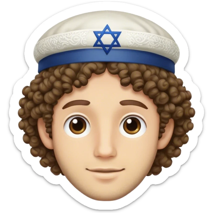 jewish man wearing the jewish people caps with the curly hair sticking out sticker