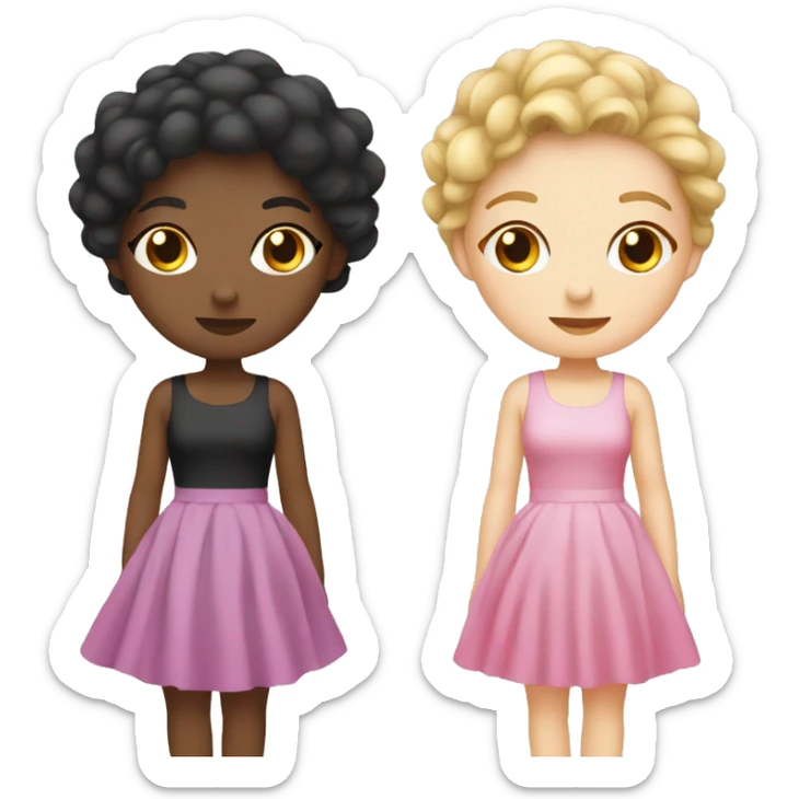 two white girls in pink dress and in black dress sticker