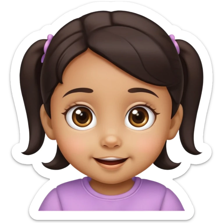 face of smiling baby girl with big eyes, medium skin tone, and dark hair sticker