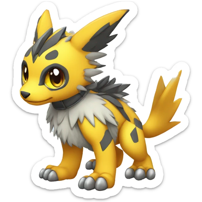 cute cool edgy Digimon-Fakemon-animal with colorful markings full body sticker