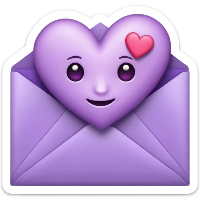 IOS's love letter emoji but with a purple heart instead of a red heart sticker