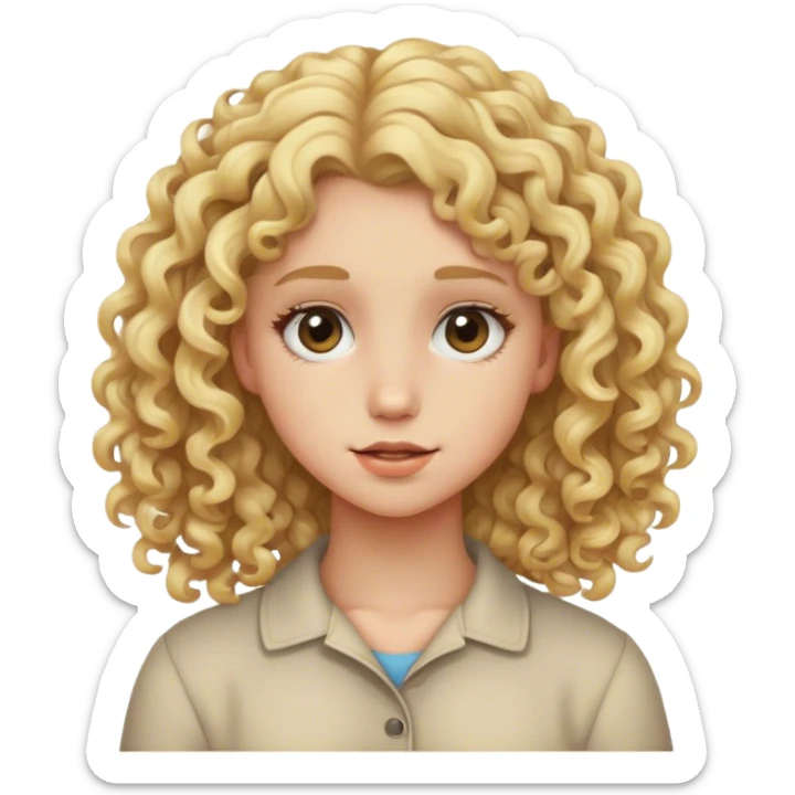 blonde teen girl with curly hair sticker