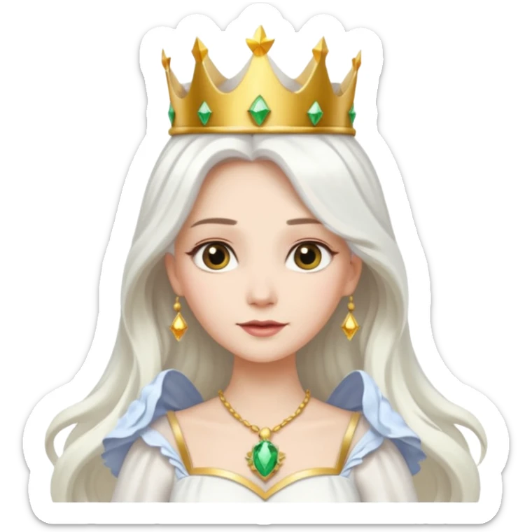 The Good Witch from The Land of Oz with long white hair, white outfit and crown sticker
