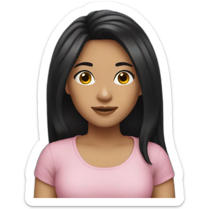 girl long black hair sticker