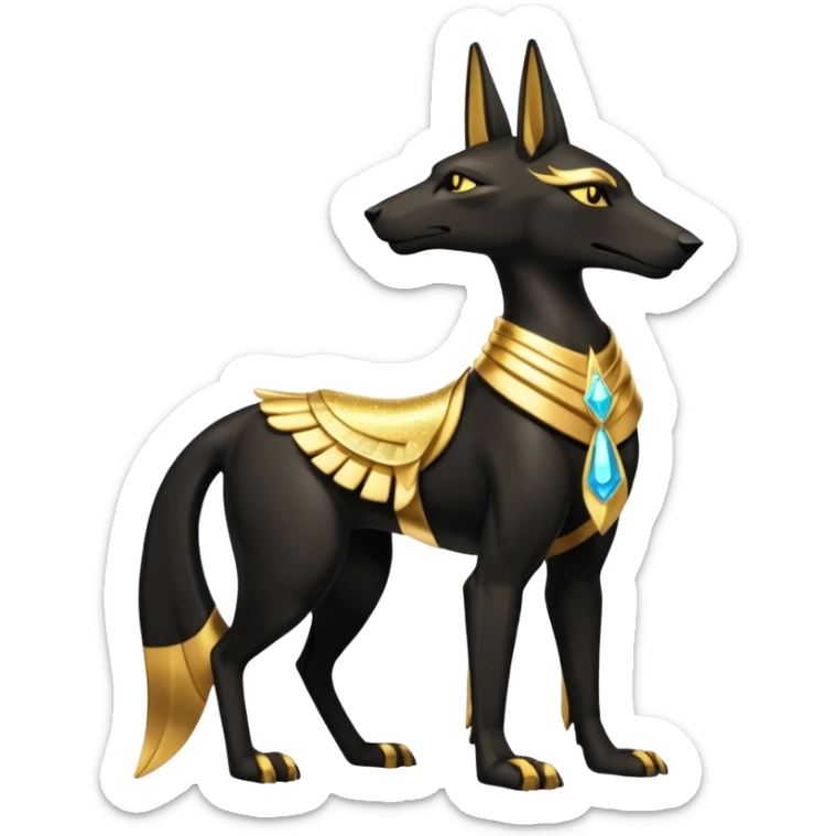 Black-furred godly divine shiny sparkly god Anubis-fusion-hybrid (full body) sticker