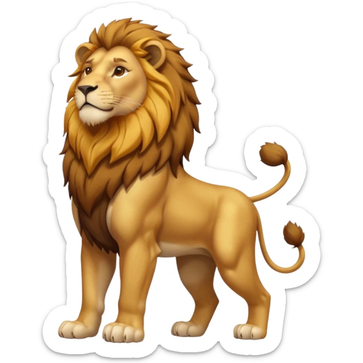 Create a single emoji of a Lion in full body, shown at a slight side angle in a natural, characteristic pose.
 sticker