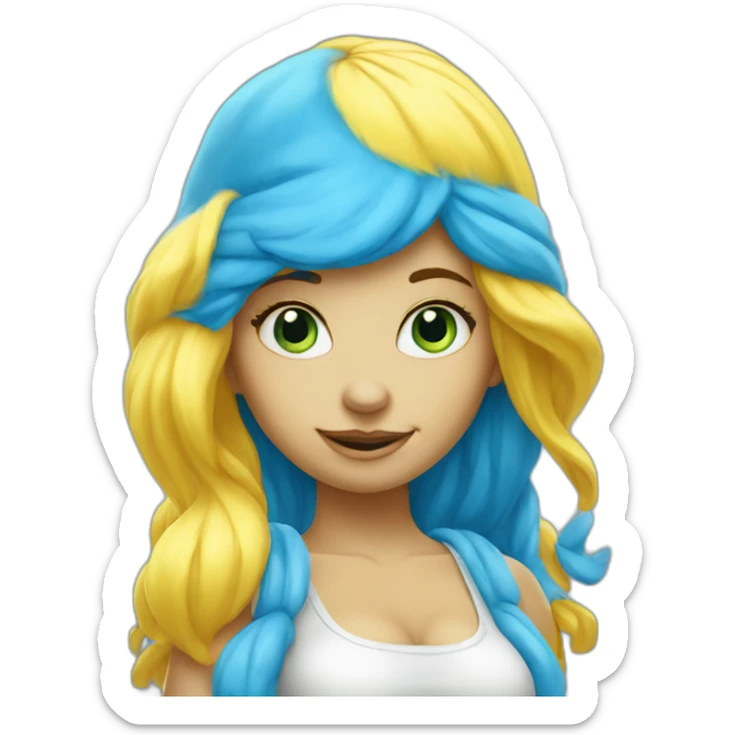 smurf girl with smurf skin and yellow hair sticker