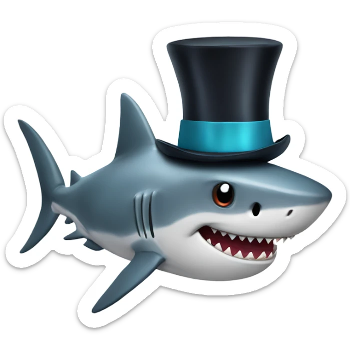 Shark with a top hat sticker