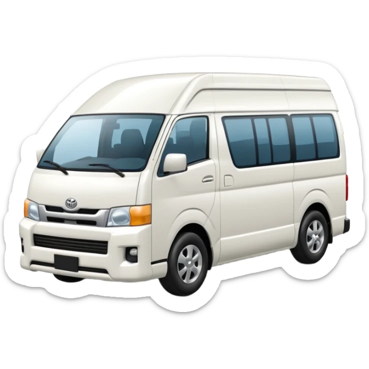 3D emoji of a Peruvian urban white toyota hiace sticker