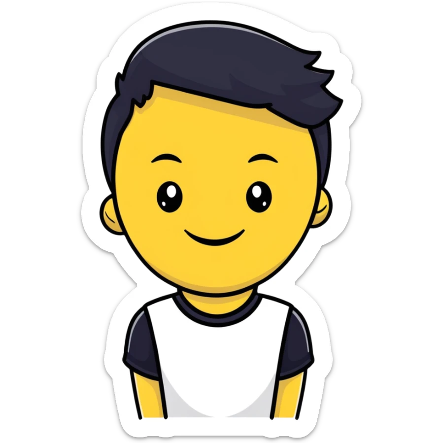 person with an awkward fake smile trying to look happy sticker