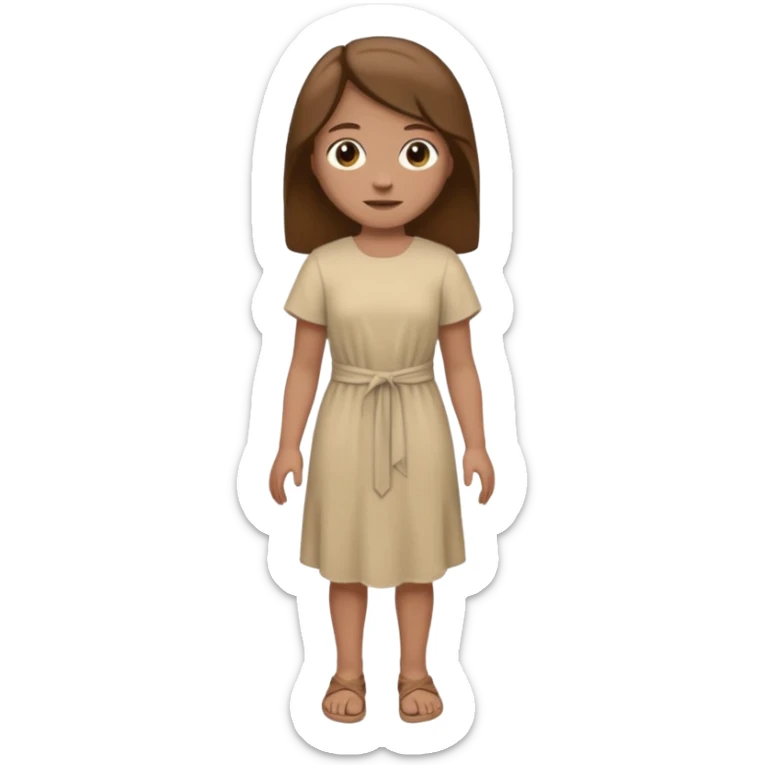 fullbody, head-to-toe, Lazarus's sister, Jesus's friend, with brown hair and beige dress, normal emoji style sticker