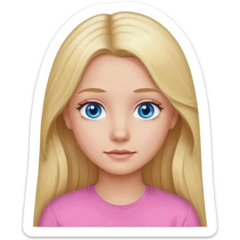 blonde girl long hair blue eyes pink shirt sticker