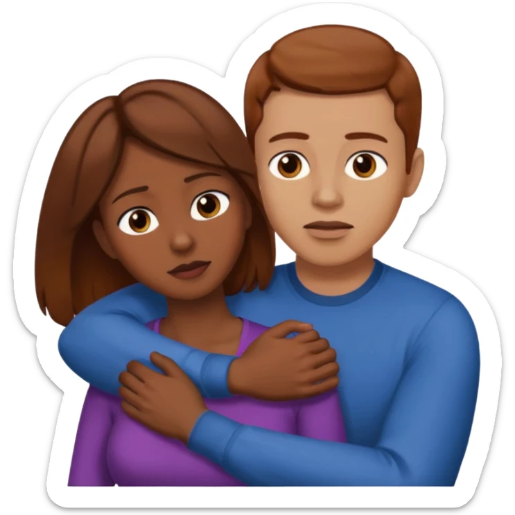 Une homme châtain possessif qui essaye d’attraper le cou de sa femme brune sticker