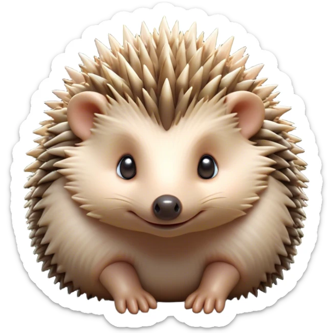 Cinematic Adorably Cute Hedgehog Portrait Emoji, Poised with a round, spiky yet cuddly body and bright, curious eyes peeking from beneath a soft array of quills, Simplified yet irresistibly adorable features, highly detailed, glowing with a warm, gentle forest glow, high shine, lively and endearing, stylized with an air of woodland cuteness, soft glowing outline, capturing the essence of a playful hedgehog that appears ready to scurry out of the screen with delightful charm! sticker
