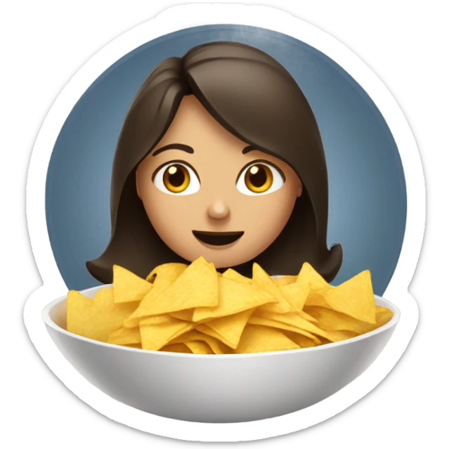 Brunette girl in bowl of nachos sticker