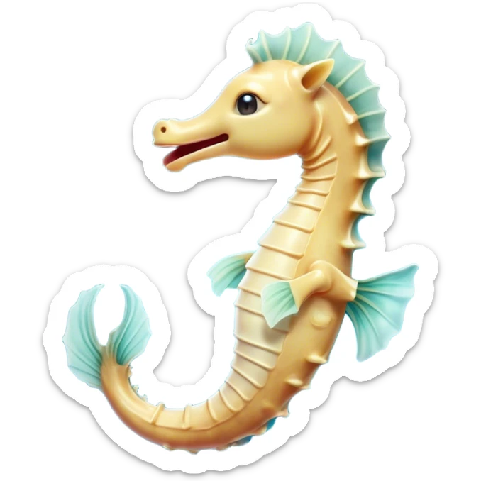 Cinematic Realistic Cute Yawning Sea Horse Portrait Emoji, Head tilted slightly with a dramatic, wide-open yawn, showcasing a soft, flowing body with gently drooping fins and half-closed, drowsy eyes rendered in delicate detail, high shine, relaxed yet expressive, styled with a dash of underwater charm, soft glowing outline, capturing the essence of a sleepy yet affectionate sea horse that appears ready to rest in tranquil water. sticker