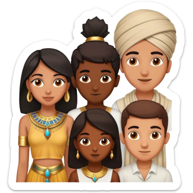 5 best friends, 1 Egyptian man, 1 indian girl 1 persian girl 1 moroccan boy 1 black boy sticker