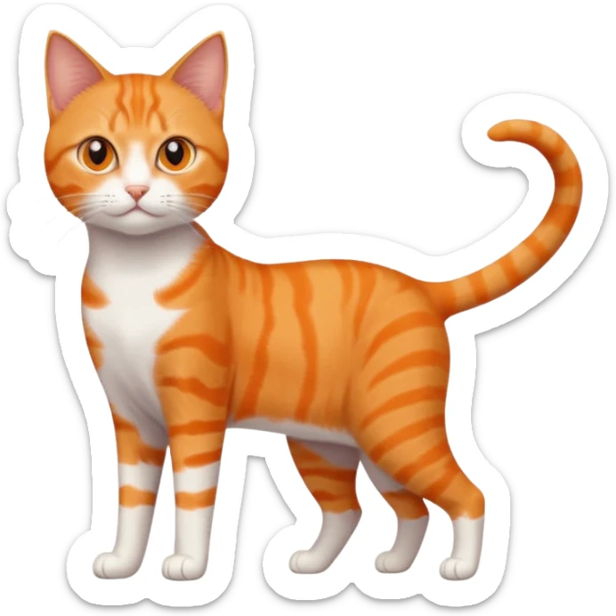 full body solid orange domestic shorthair slim cat with yellow/orange eyes playing sticker