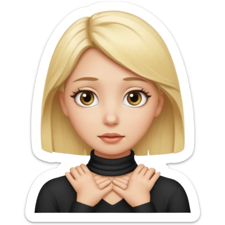 a blonde female with hands around neck and eyes a little more wide than usual  sticker
