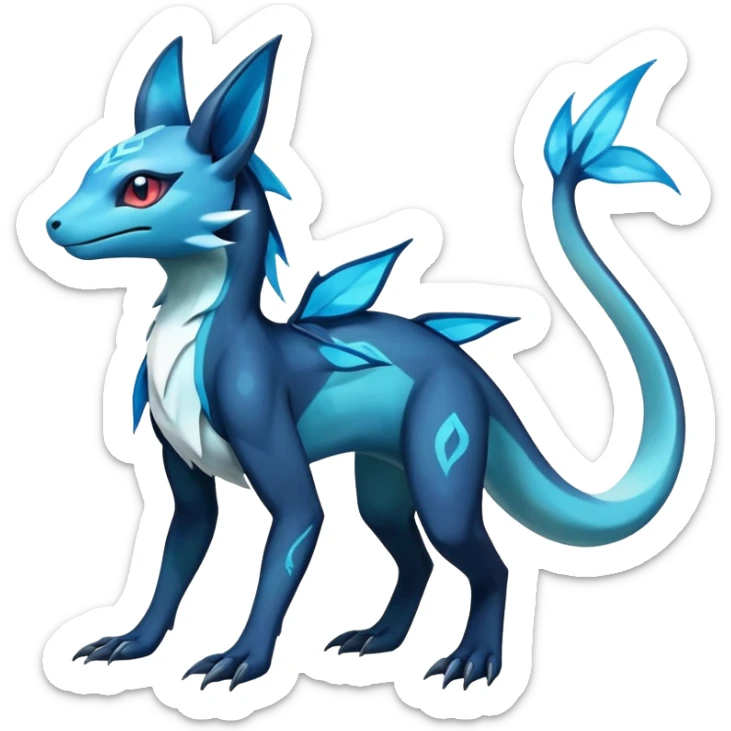 Colorful Dark Shiny Exotic Salandit-Aurorus-Glaceon-Fakémon-hybrid-creature (full body)  sticker