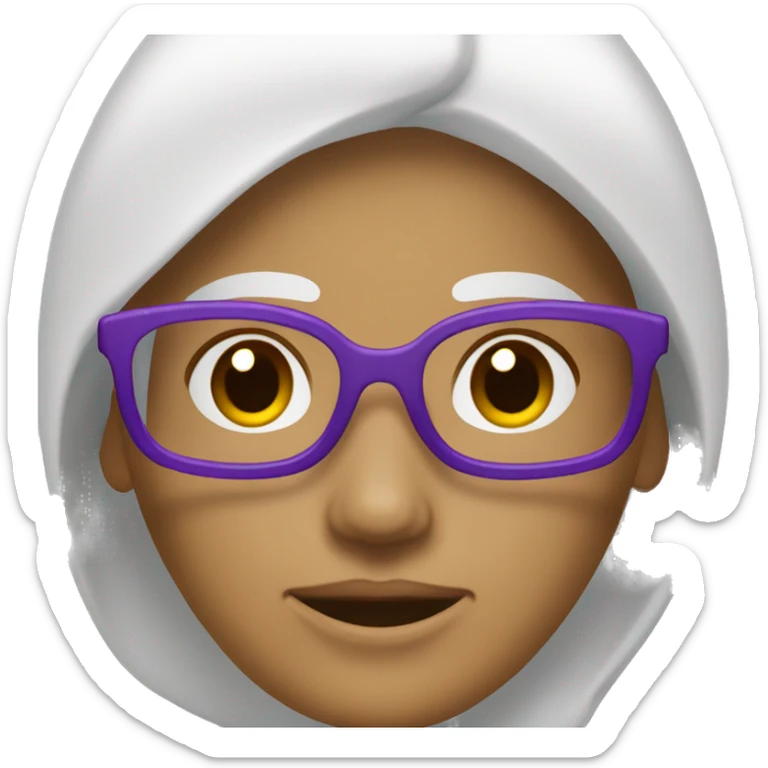 Une femme blanche avec un carré brun et des lunettes violettes sticker
