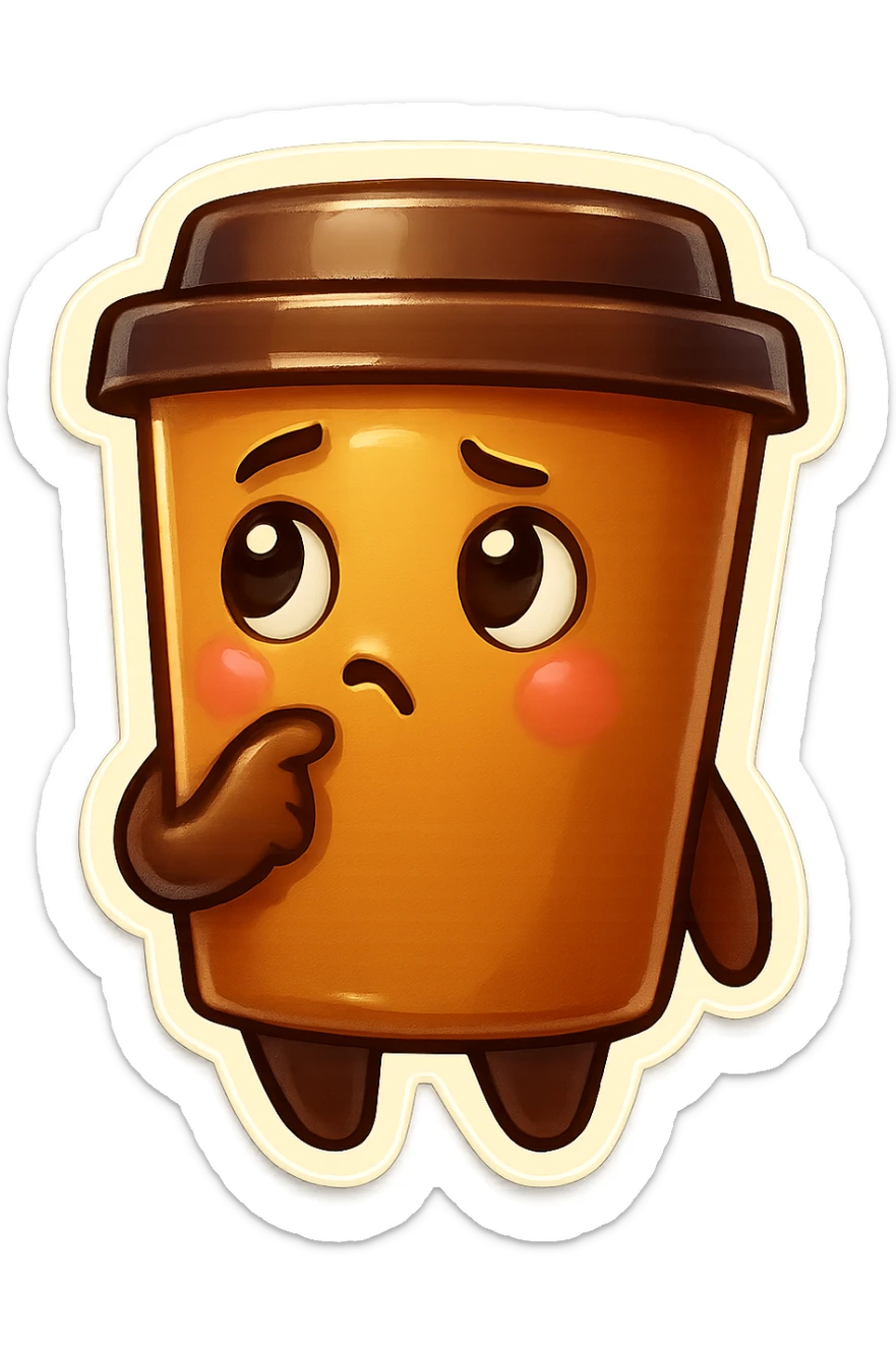 Tall coffee cup, pondering, thinking sticker