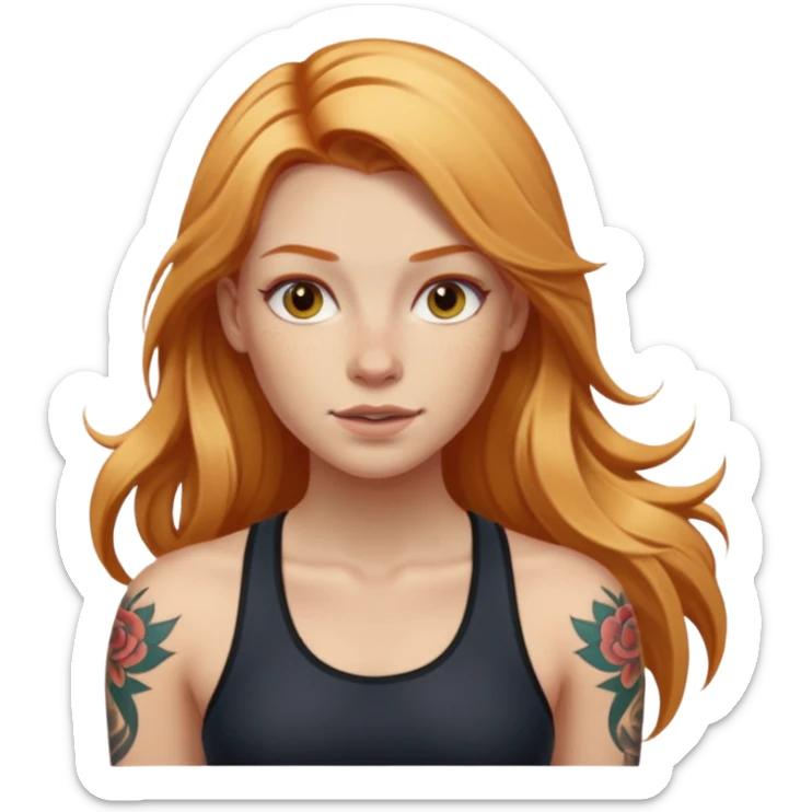 girl with long blonde hair and tattoos and an athletic ginger girl sticker