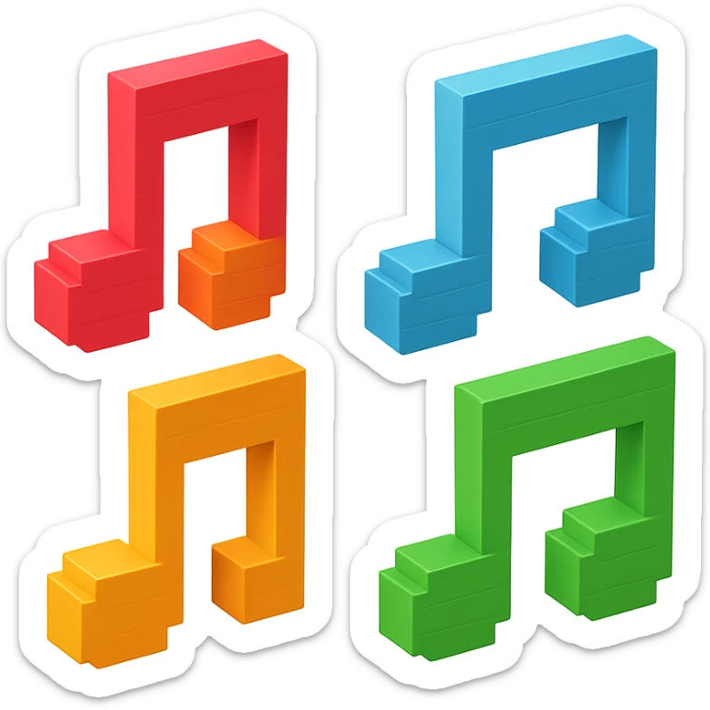 simple and clear voxel-style musical notes sticker