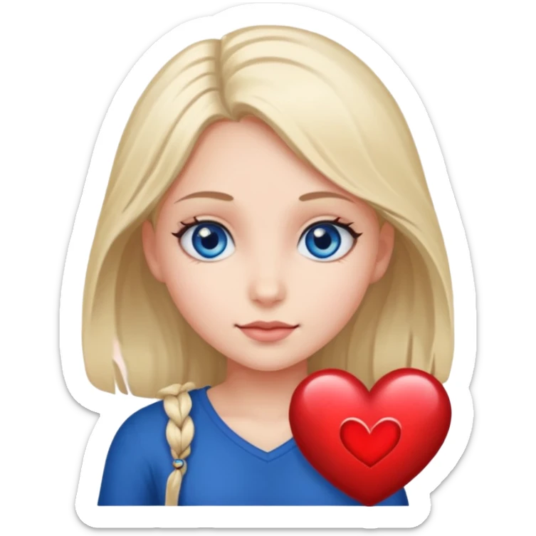 A sticker of a girl with heart-shaped dark blue eyes.  Instead of his eyes sticker