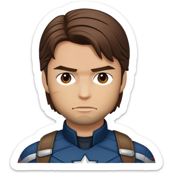 bucky barnes portrait marvel, brown hair from captain america: civil war sticker