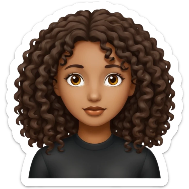 dark brown girl with wavy curly hairs sticker