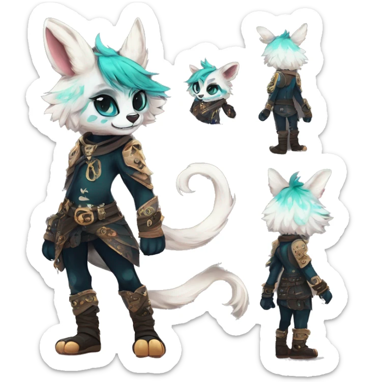 Cool cute Kawaii edgy fantasy shiny animal  fursona Fionbri vernid by griffsnuff & LiLaiRa & Falvie full body sticker