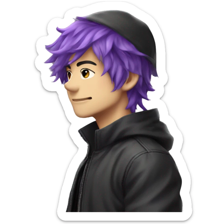 gojou satoru in black jacket Christmas hat and make his hair kinda purple fade sticker