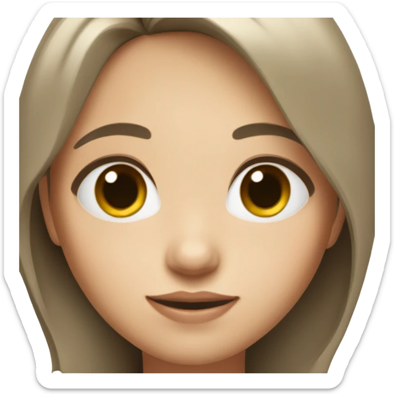 Girl with short brown hair and white skin and black eyes  sticker