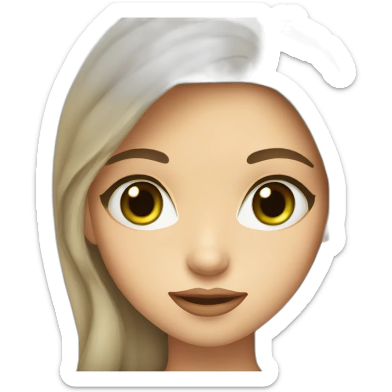 girl with long star brown hair big green eyes full lips sticker