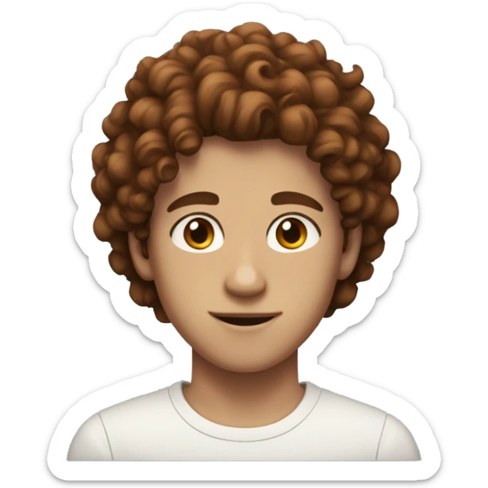 Teen boy with curly auburn hair and dark brown eyebrows and brown eyes sticker