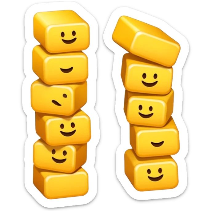Hola, quiero crear un emoji que sean tres barras verticales de color amarillo. Las tres barras están una a la derecha de la siguiente y por detrás en un tercio de su ancho. Cada barra es cada vez más alta. sticker